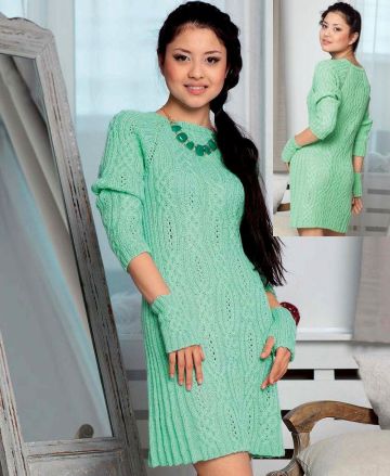 Kleid und Armsulpen im Fantasiemuster