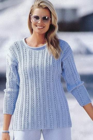 Pulli aus Ajour-Streifen