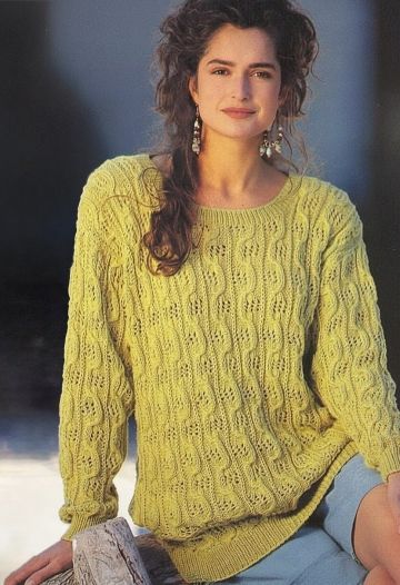 Pulli mit Ajour-Zopfmuster