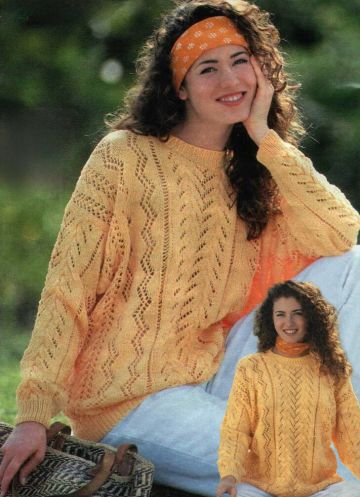 Pulli mit Ajour-Zopfmuster