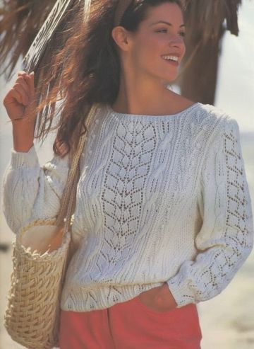 Pulli im Ajour-Zopfmuster