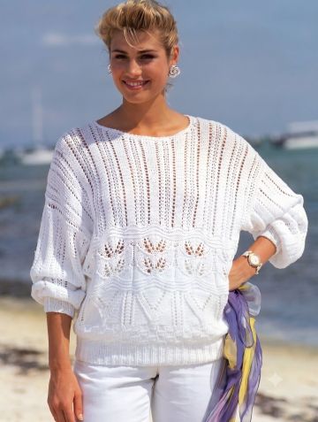Sommerpulli mit Ajourmustern