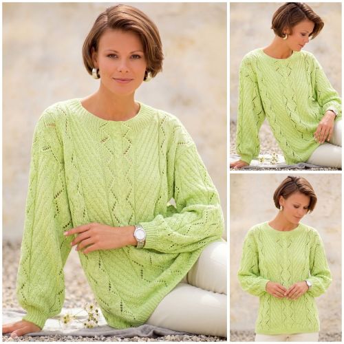 Pulli mit Ajour- und Diagonalmuster