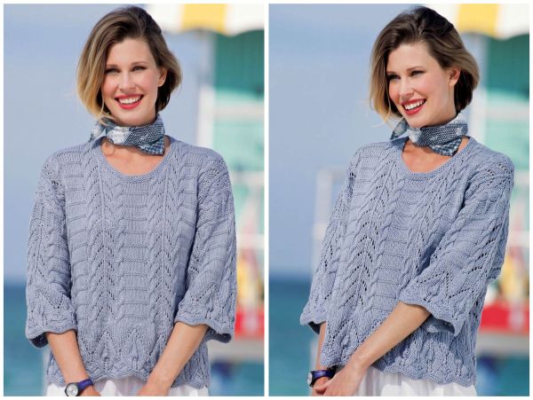 Sommer-Pulli mit Blatt- und Zopfmuster