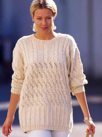 Pulli mit Ajour-Zopfmuster