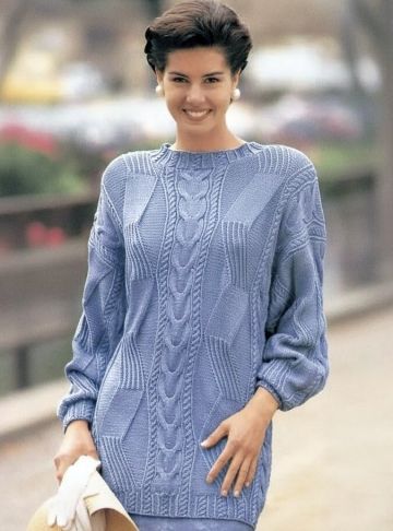 Langer Pullover mit Fantasiemuster