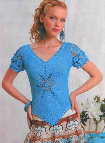 Häkelbluse mit geometrischer Form und sechseckigem Motiv