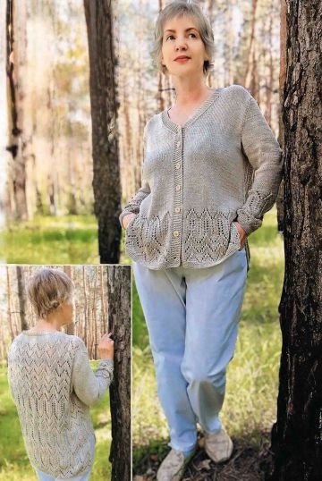 Strickjacke mit Ajourmuster