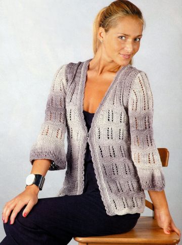 Ajourjacke aus Farbverlaufswolle