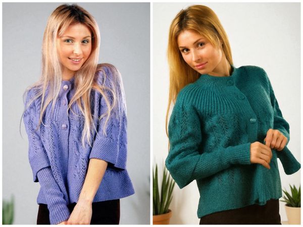 Strickjacke mit Passe im Patentmuster