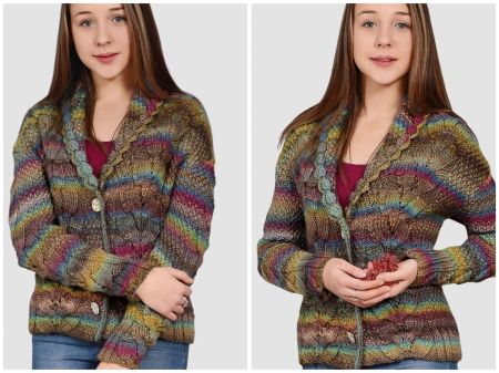 Jacke mit Perl- und Zopfmuster