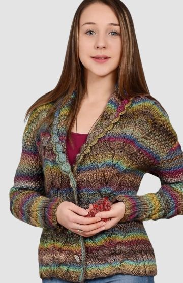 Jacke mit Perl- und Zopfmuster
