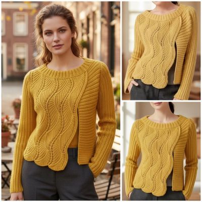 Jacke mit Rippen- und Fantasiemuster 