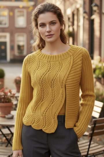 Jacke mit Rippen- und Fantasiemuster