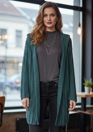 Strickjacke im Ajour-Rippenmuster