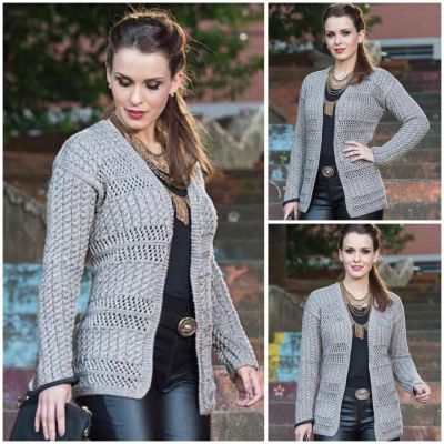 Jacke mit Netzmuster und Zöpfen