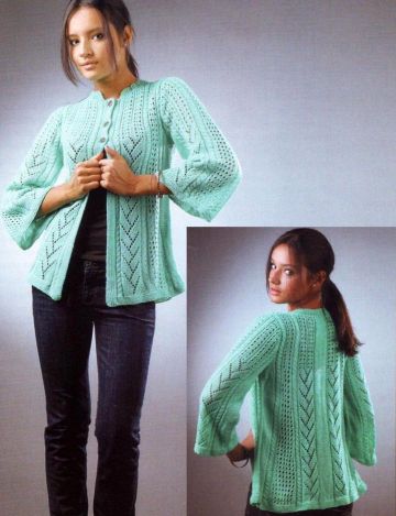 Ajourmusterjacke mit Lochmusterpasse