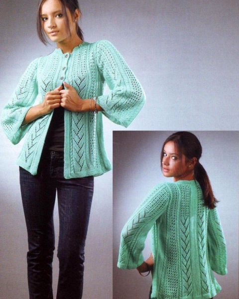 Ajourmusterjacke mit Lochmusterpasse
