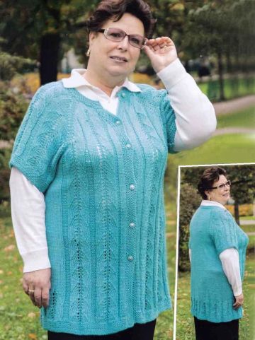 Kurzarmjacke mit Ajourmuster