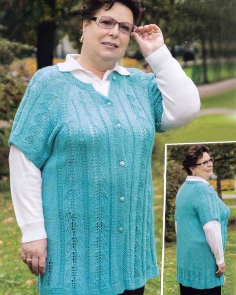 Kurzarmjacke mit Ajourmuster