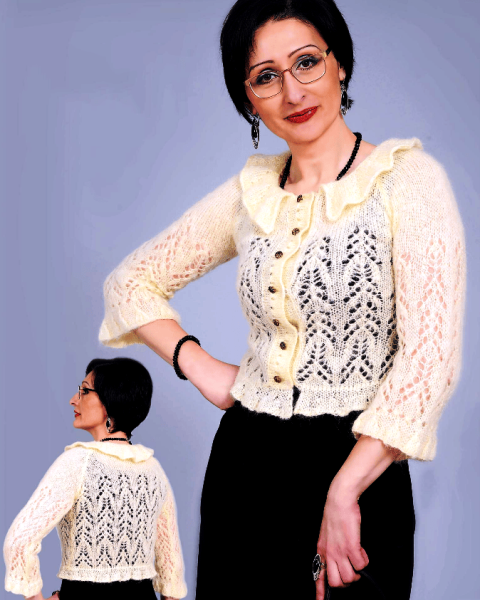 Raglan-Kurzjacke mit Rüschen