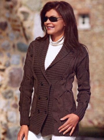 Longjacke mit Zopfmuster
