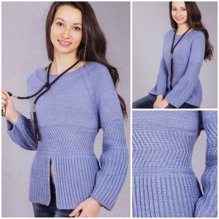 Raglanpulli mit Patentmuster