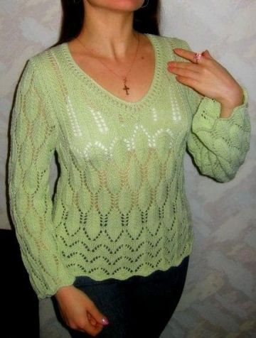 Pulli mit Ajour-Blattmuster