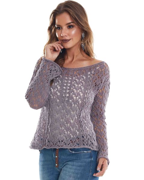 Ajourpulli mit falscher Kordel