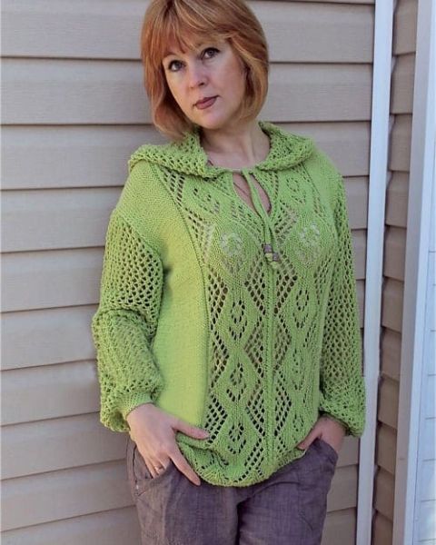 Kapuzenpulli mit Ajourmuster