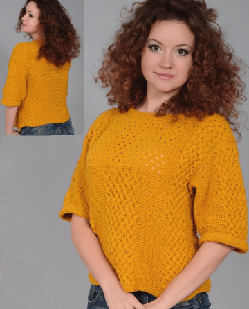Pulli mit Ajour-Zopfmuster