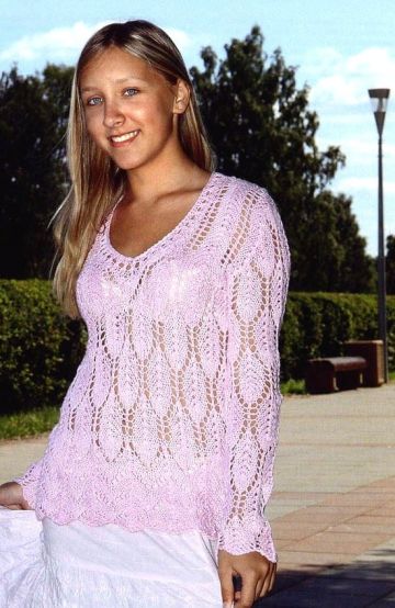Pulli im Ajour-Blattmuster