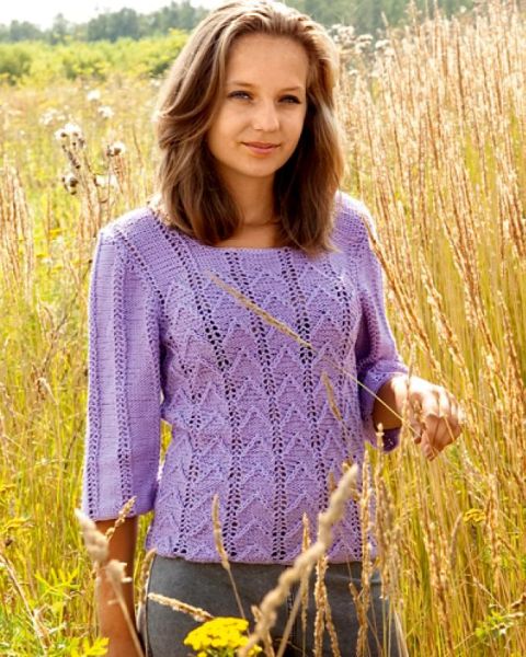 Pulli mit Ajourmusterstreifen