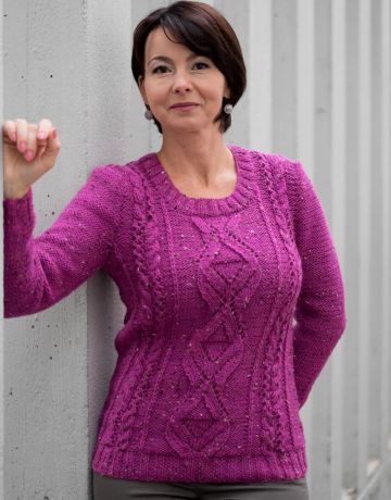 Pullover mit Ajourrauten- und Zopfmuster