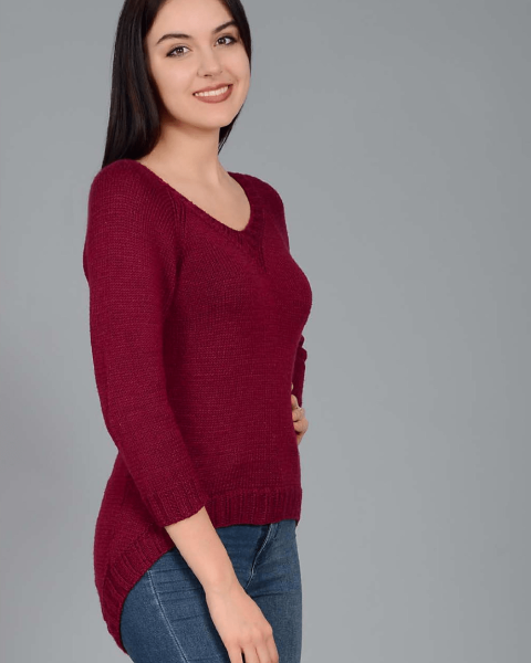Raglan-Pulli mit längerem Rückenteil