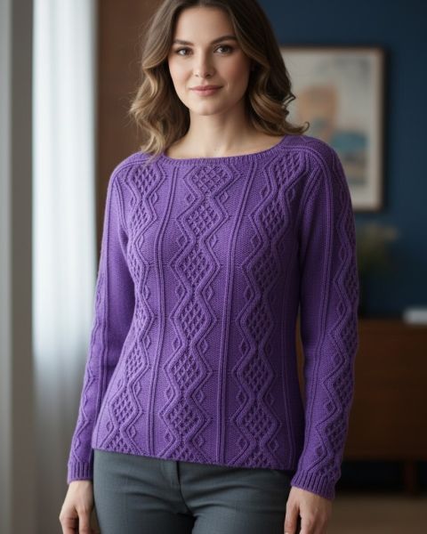 Pulli im Relief-Rautenmuster