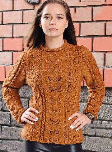 Pulli mit Ajour- und Blattmuster