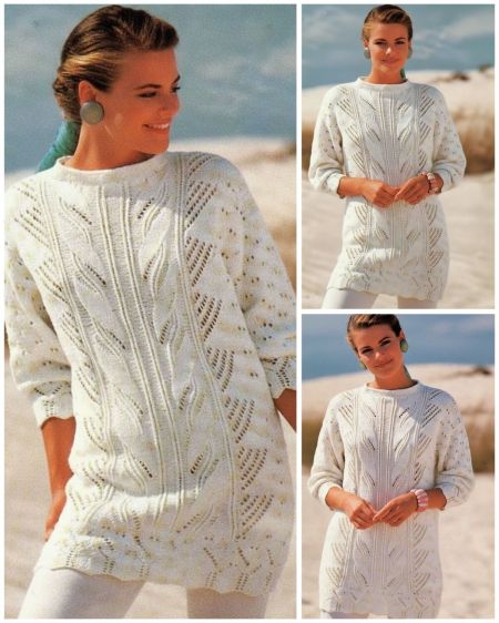 Langer Pullover mit Mustermix