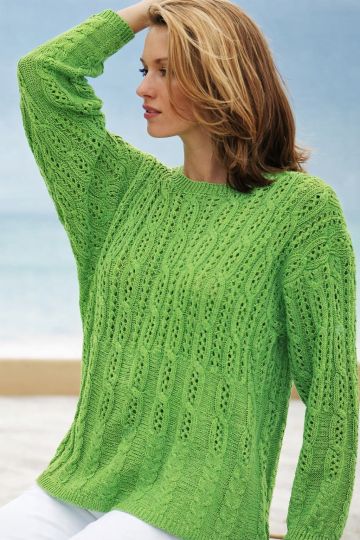 Pulli mit Ajour-Zopfmuster