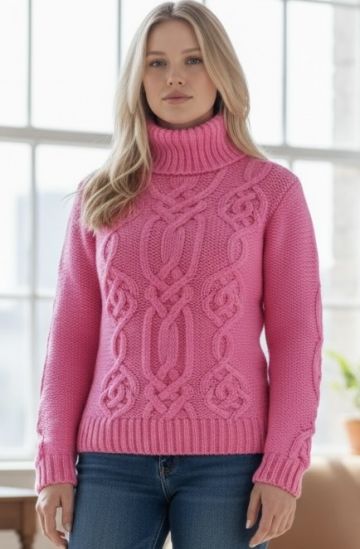 Zopfmuster Pullover in Rose