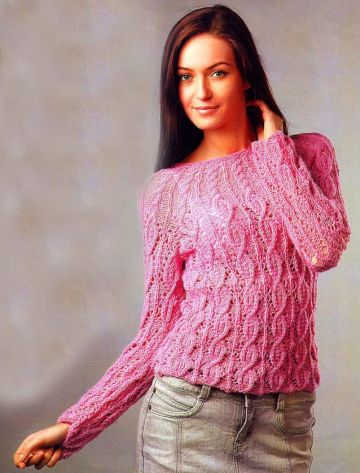Zopfmuster Pullover mit Rundpasse