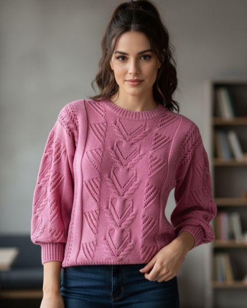 Pullover mit Ajour-Zopfmuster