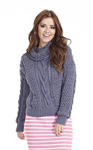 Rollkragenpullover mit Fantasie-Zopfmuster
