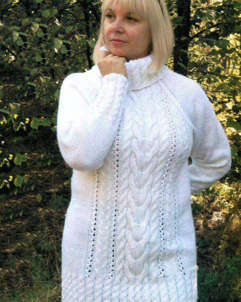 Rollkragenpullover mit Zopfmuster