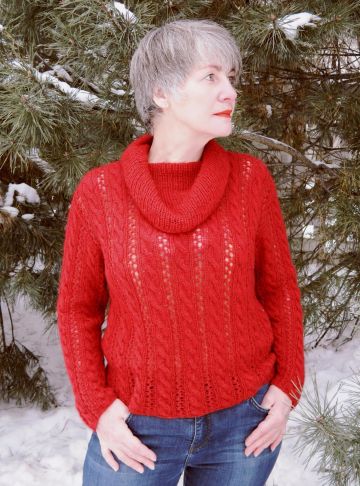 Zopfmusterpullover mit Rollkragen