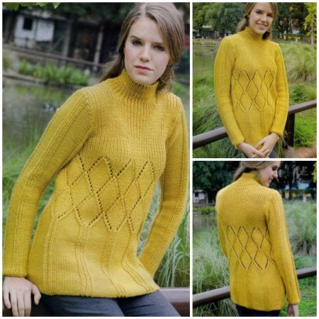 Pullover mit Stehkragen und Rautenmuster
