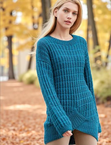 Pulli mit diagonaler Blende und Fantasierippenmuster