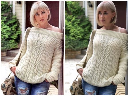 Pullover mit plastischen Zopfmustern stricken