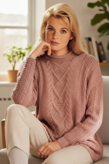 Pullover mit Zopfmuster stricken