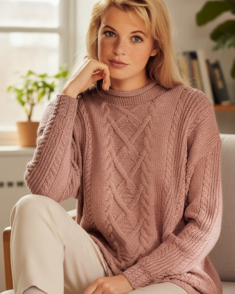 Pullover mit Zopfmuster stricken
